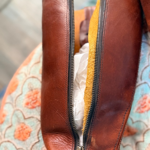 Vintage 90s Frye Campus Boots 8M Made in USA Cognac Brown Leather Riding Boots - Picture 7 of 9